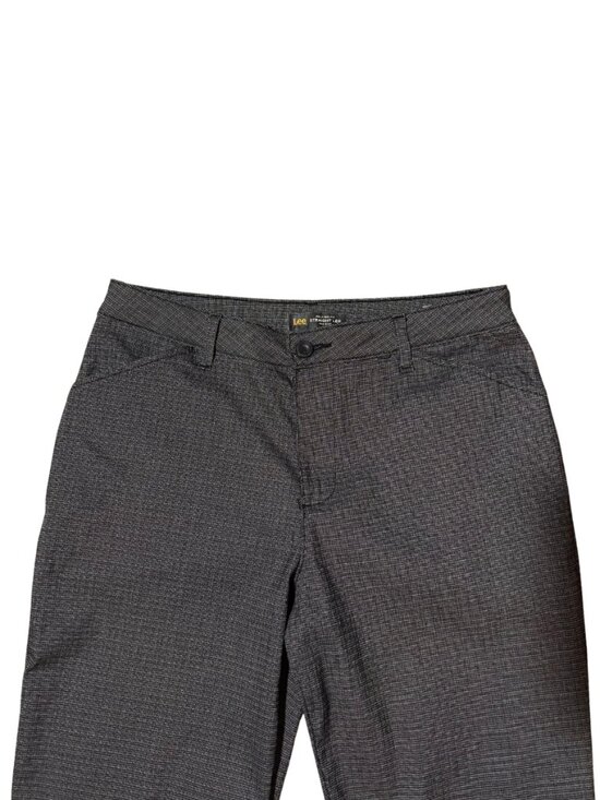 Lee Pants - Lee Straight Leg Dress Pants Size 10 Black Micro Check Mid Rise Stretch Career